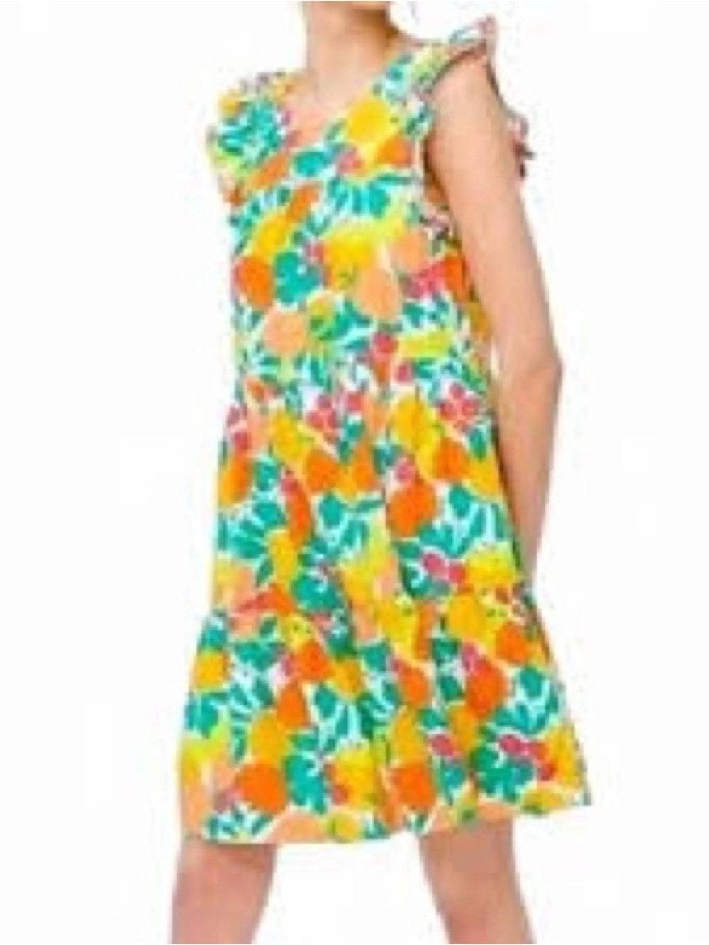 J. Crew Girls' Yellow Floral Sundress with Teal Accents